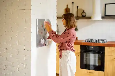 Magnetisch glazen memobord voor aan de muur met aquarel planten design
