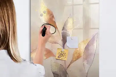 Magnetisch glazen memobord voor aan de muur met aquarel planten design