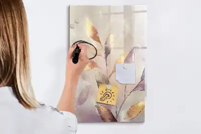 Magnetisch glazen memobord voor aan de muur met aquarel planten design