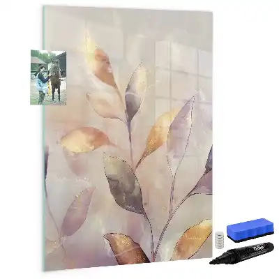 Magnetisch glazen memobord voor aan de muur met aquarel planten design