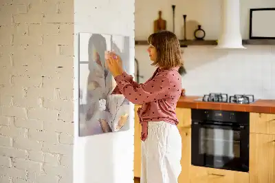 Magnetisch glazen memobord voor aan de muur met aquarel planten design