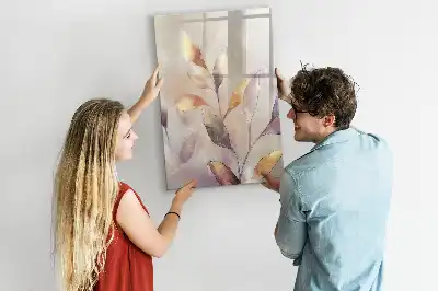 Magnetisch glazen memobord voor aan de muur met aquarel planten design