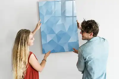 Glazen magneetbord met decoratieve print met abstractie in driehoeksvorm