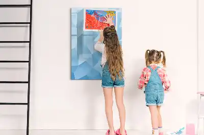 Glazen magneetbord met decoratieve print met abstractie in driehoeksvorm