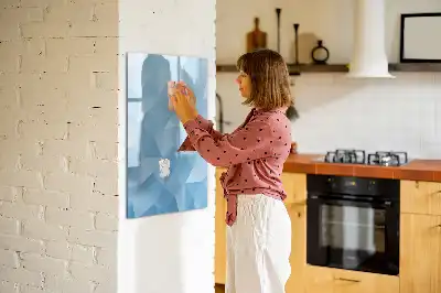 Glazen magneetbord met decoratieve print met abstractie in driehoeksvorm
