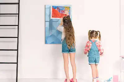Glazen magneetbord met decoratieve print met abstractie in driehoeksvorm