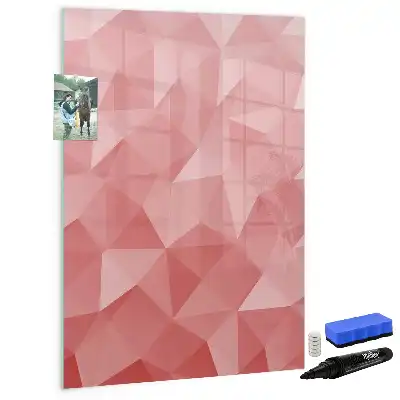 Magnetisch glazen memobord voor aan de muur met abstracte driehoekprint