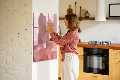Magnetisch glazen memobord voor aan de muur met abstracte driehoekprint