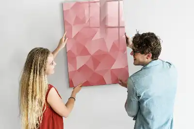 Magnetisch glazen memobord voor aan de muur met abstracte driehoekprint