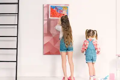 Magnetisch glazen memobord voor aan de muur met abstracte driehoekprint