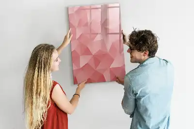 Magnetisch glazen memobord voor aan de muur met abstracte driehoekprint