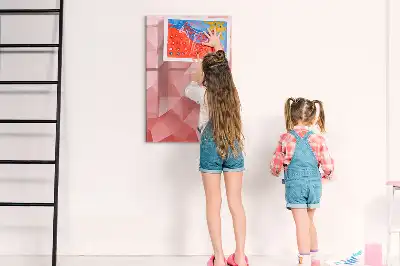 Magnetisch glazen memobord voor aan de muur met abstracte driehoekprint