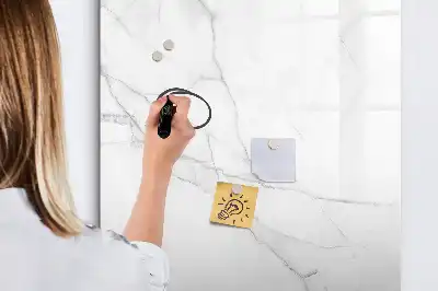 Glazen magneetbord met decoratieve print in marmerlook
