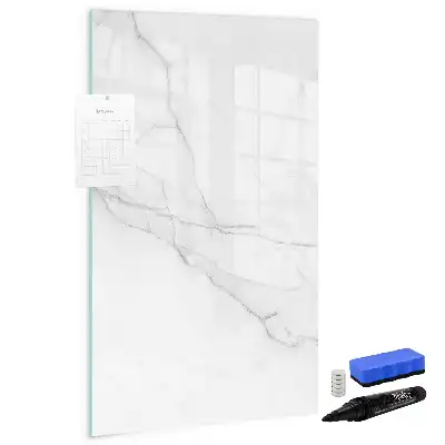 Glazen magneetbord met decoratieve print in marmerlook