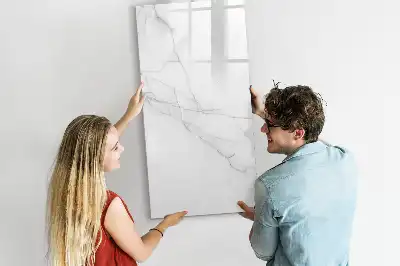 Glazen magneetbord met decoratieve print in marmerlook
