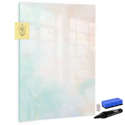 Glazen magneetbord met abstracte pastelprint
