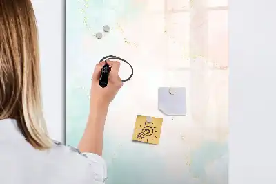 Glazen magneetbord met abstracte pastelprint