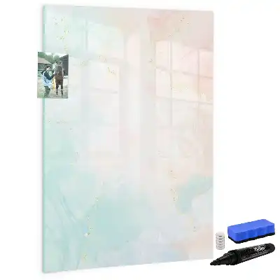 Glazen magneetbord met abstracte pastelprint