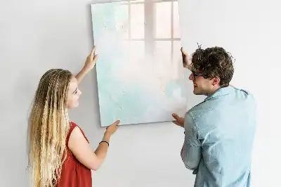 Glazen magneetbord met abstracte pastelprint
