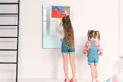Glazen magneetbord met abstracte pastelprint