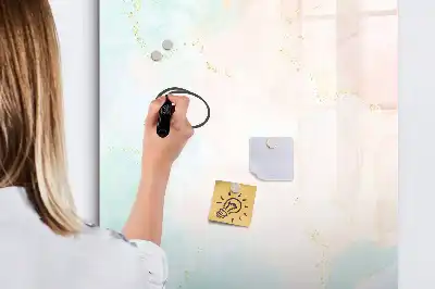Glazen magneetbord met abstracte pastelprint