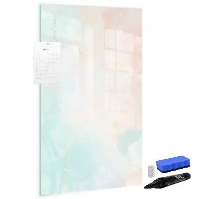 Glazen magneetbord met abstracte pastelprint