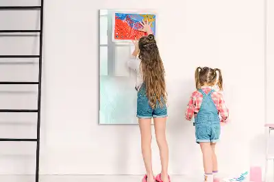 Glazen magneetbord met abstracte pastelprint