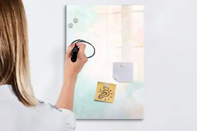 Glazen magneetbord met abstracte pastelprint