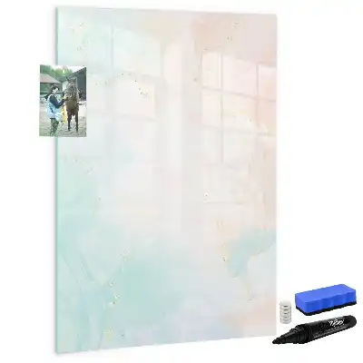 Glazen magneetbord met abstracte pastelprint