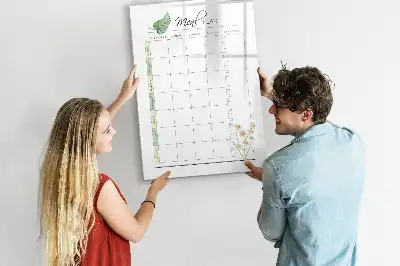 Magnetisch glazen memobord voor aan de muur met maaltijdplanner ontwerp
