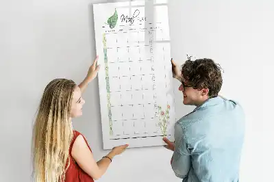Magnetisch glazen memobord voor aan de muur met maaltijdplanner ontwerp
