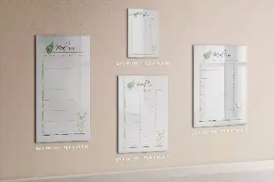 Magnetisch glazen memobord voor aan de muur met maaltijdplanner ontwerp