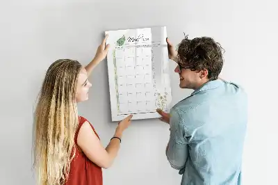 Magnetisch glazen memobord voor aan de muur met maaltijdplanner ontwerp