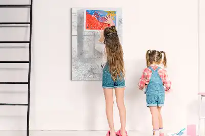 Glazen magneetbord met decoratieve print van een betonnen muur