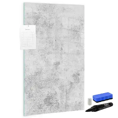 Glazen magneetbord met decoratieve print van een betonnen muur