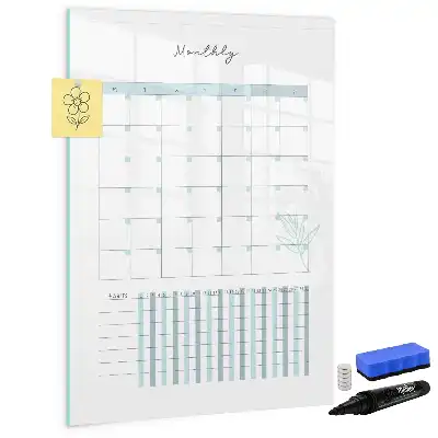 Glazen maandplanner magnetisch memobord voor aan de muur