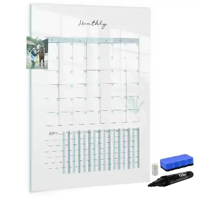 Glazen maandplanner magnetisch memobord voor aan de muur