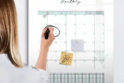 Glazen maandplanner magnetisch memobord voor aan de muur