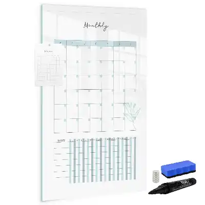 Glazen maandplanner magnetisch memobord voor aan de muur