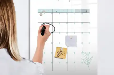 Glazen maandplanner magnetisch memobord voor aan de muur