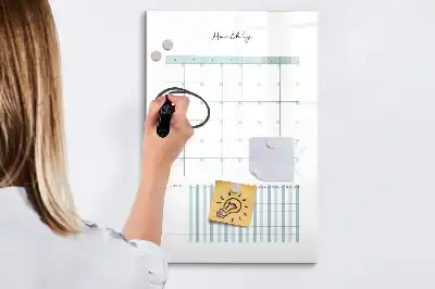Glazen maandplanner magnetisch memobord voor aan de muur