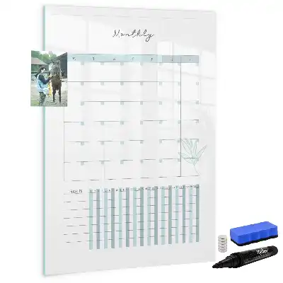 Glazen maandplanner magnetisch memobord voor aan de muur