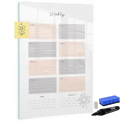 Weekplanner glazen magneetbord met decoratieve print