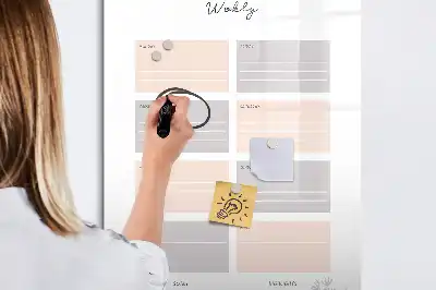 Weekplanner glazen magneetbord met decoratieve print