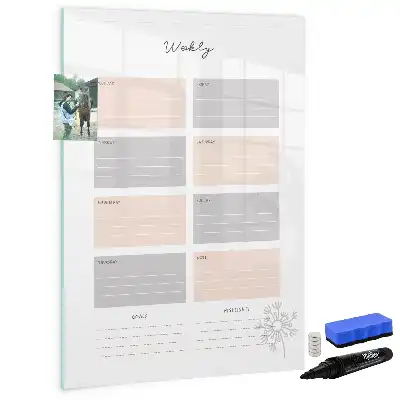 Weekplanner glazen magneetbord met decoratieve print