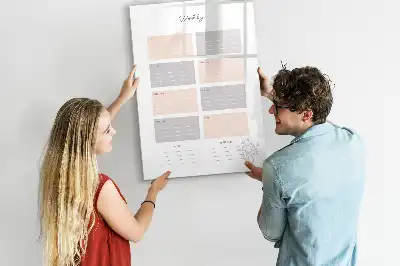 Weekplanner glazen magneetbord met decoratieve print