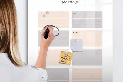 Weekplanner glazen magneetbord met decoratieve print