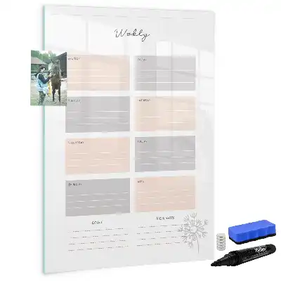 Weekplanner glazen magneetbord met decoratieve print