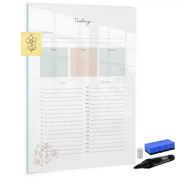 Magnetisch glazen memobord voor aan de muur planner voor vandaag