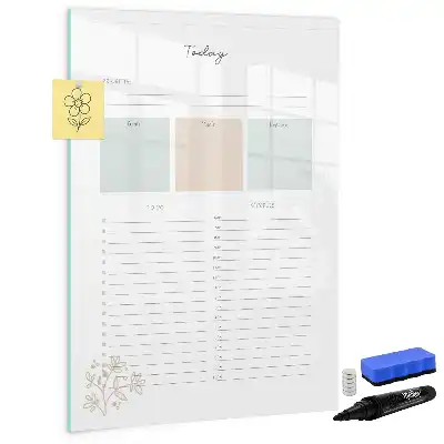 Magnetisch glazen memobord voor aan de muur planner voor vandaag